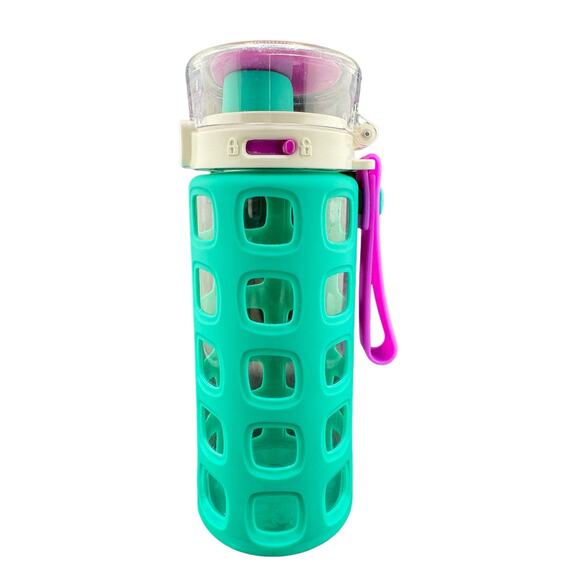 Ello Green & Purple Plastic BPA Free Water Bottle 15 oz with Strap - Picture 2 of 5